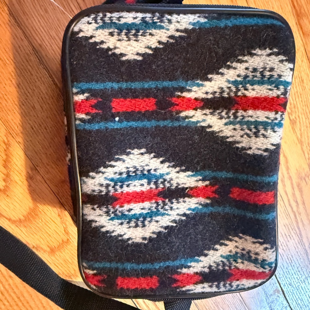 Pendleton Black Wool Bag with Red and Teal Pattern